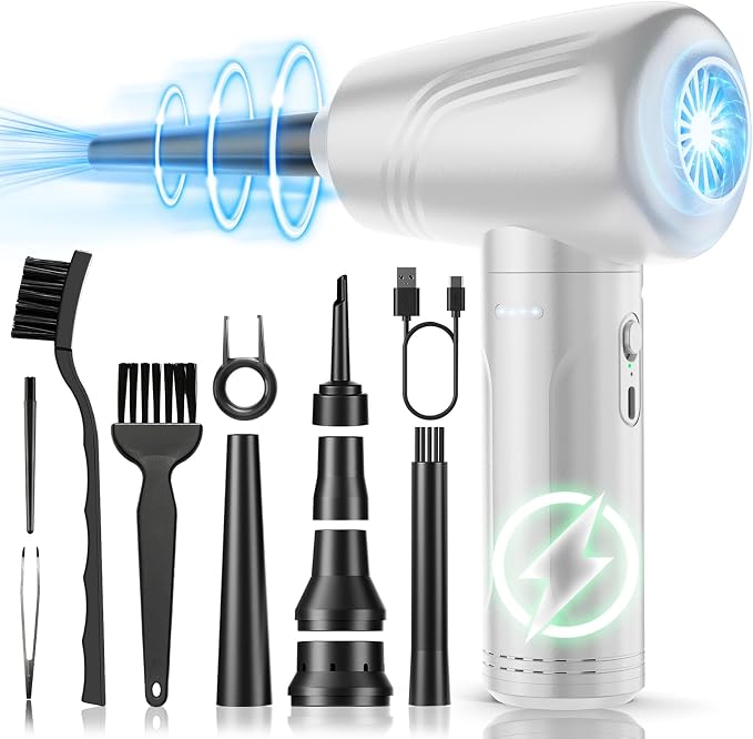 11-in-1 Compressed Air Duster, 3-Gear Adjustable 120000 RPM Electric Air Duster by BANKKY