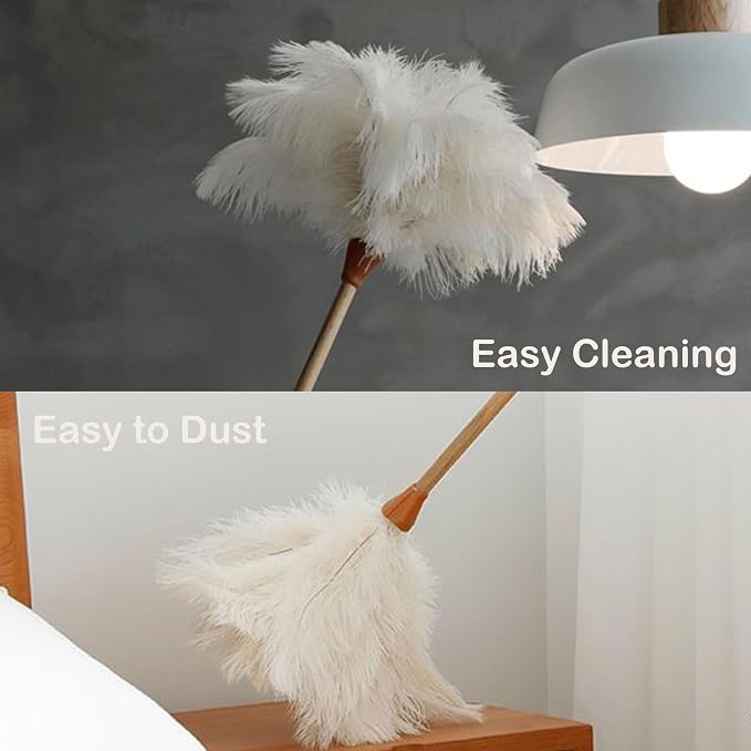 Ostrich Feather Dusters, Naturally Soft, Solid Wood Handle, 17.3'' Long - Image 5