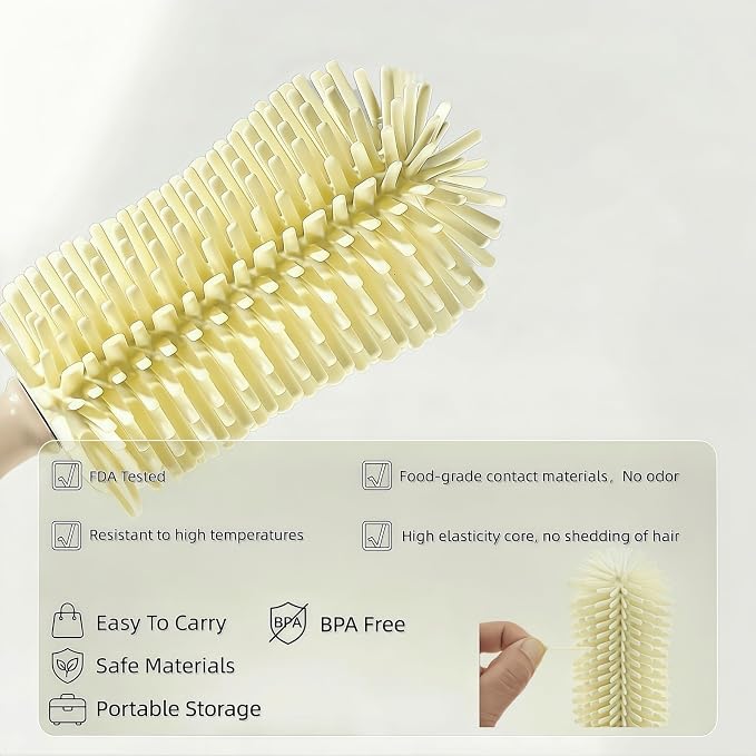 8-in-1 Baby Bottle Brush Set, Silicone Baby Bottle Cleaning Kit - Image 3