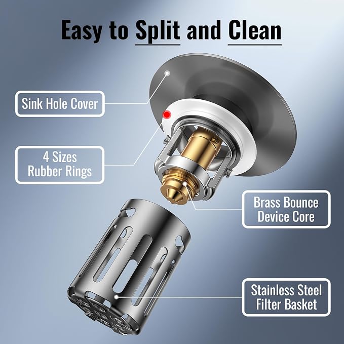 Bathroom Sink Stopper-All Metal Sink Stopper-Universal Fit 99% Bathroom Stopper - Image 5
