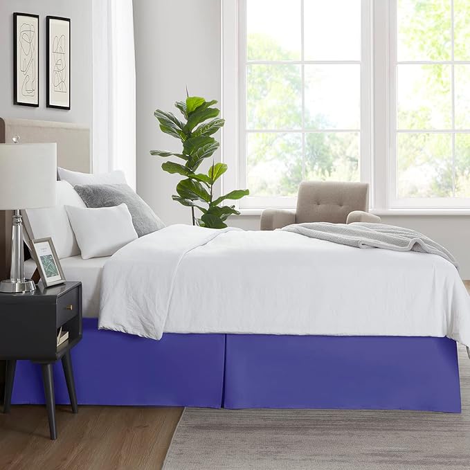 Nestl Royal Blue Twin Bed Skirt - Twin Size Bed Skirt 14 Inch Drop - Brushed Microfiber Bed Skirts - Hotel Quality Pleated Bed Skirt - Shrinkage & Fade Resistant