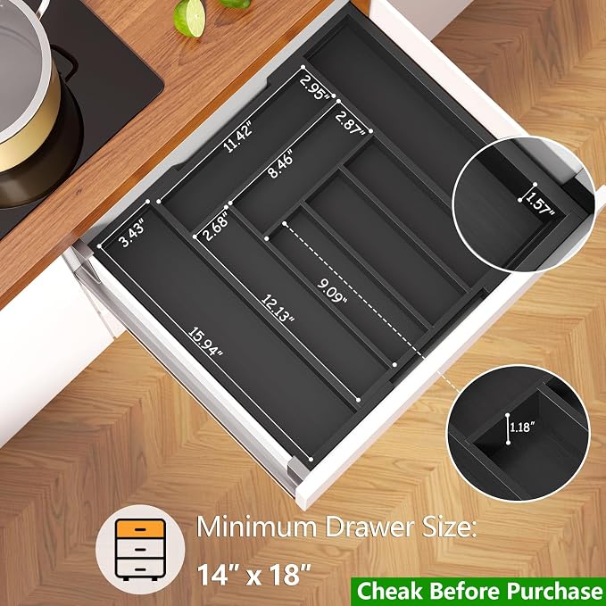 Pipishell Bamboo Expandable Drawer Organizer - Image 2