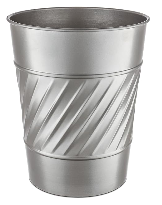 Monarch Abode Pewter Handcrafted Wave Embossed Metal Wastebasket by MonarchAbode