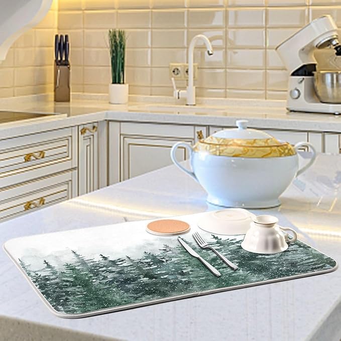 Winter Forest Scenery Dish Drying Mat - Image 6