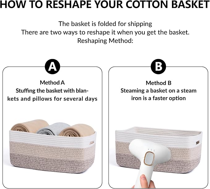Large Storage Baskets for Organizing, Closet Shelf Baskets for Clothes Blanket - Image 7