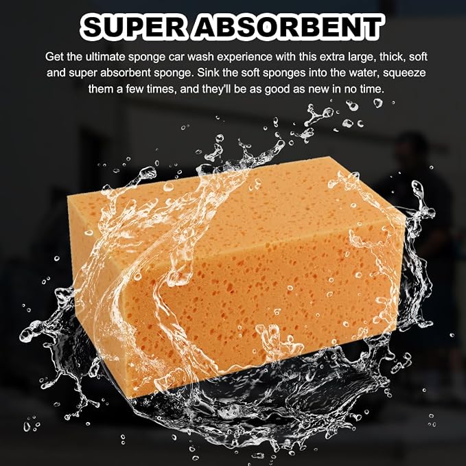 5PCS Car Wash Sponges, 8.5"×4.4"×3.5" Large Extra Soft Coral Non Scratch Sponge - Image 4