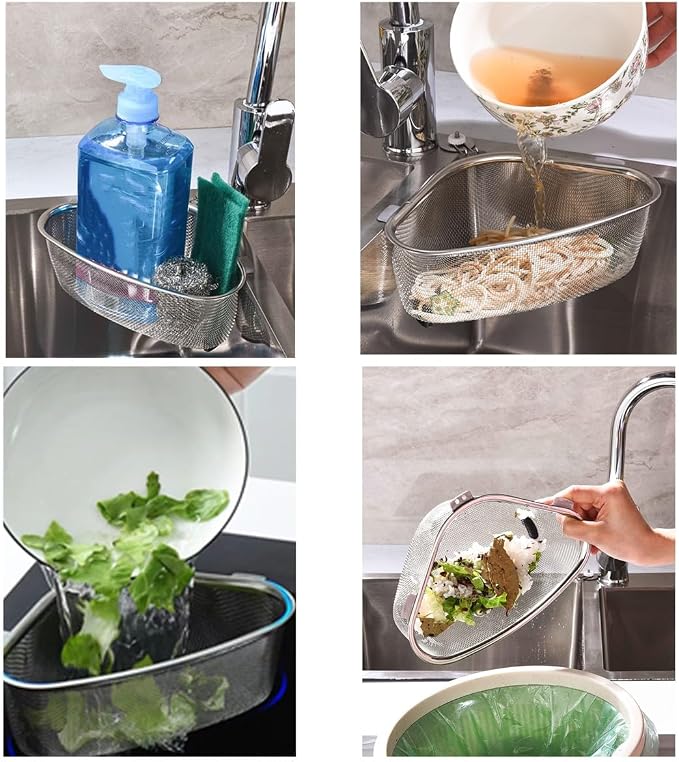 Kitchen Triangle Sink Strainer, Corner Sink Strainer, Stainless Steel Food - Image 5