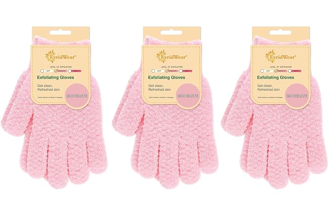 Evridwear Exfoliating Gloves for Shower, 100% Nylon Thick Soft Medium Heavy by Evridwear