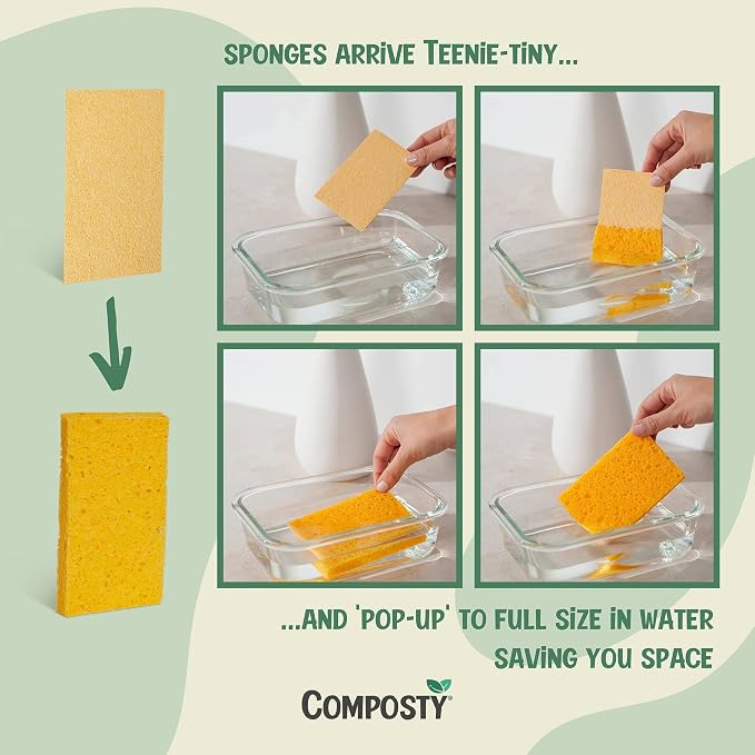 Pop-Up Compostable Sponges 12-Pack – Eco-Friendly Biodegradable Cellulose - Image 2