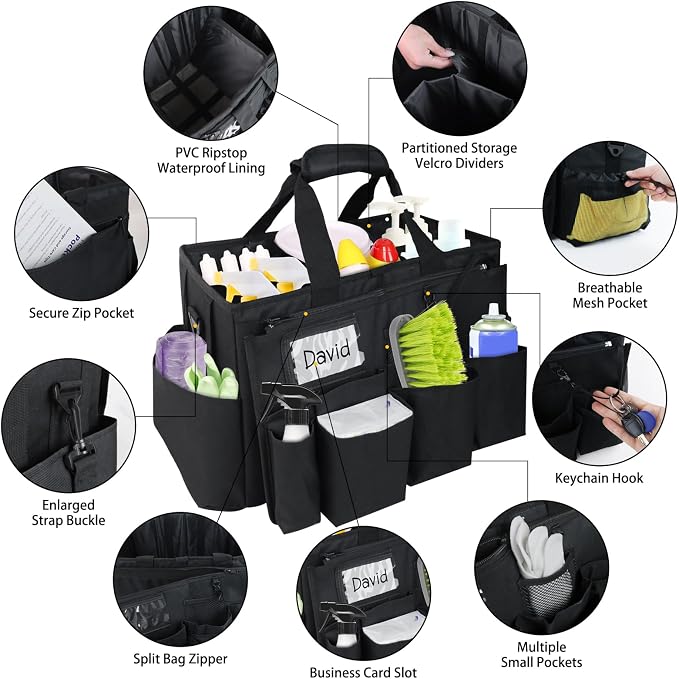 ZKOO Cleaning Bag Cleaning Caddy Organizer, Wearable Cleaning Caddy - Image 4