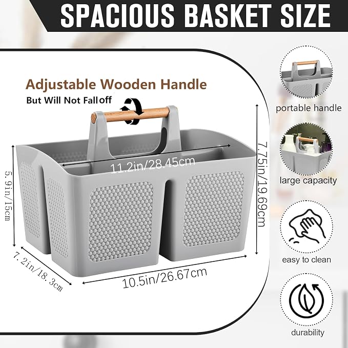 Haundry Plastic Light Gray Shower Caddy Basket - Image 2