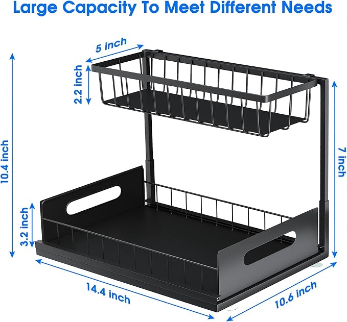 2 Pack Under Sink Organizer, 2 Tier Under Sink Organizers and Storage - Image 7