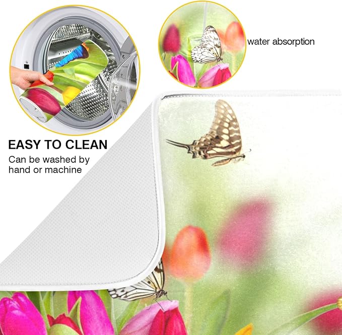 Tarity Colorful Tulip Butterfly Dish Drying Mat - Image 2