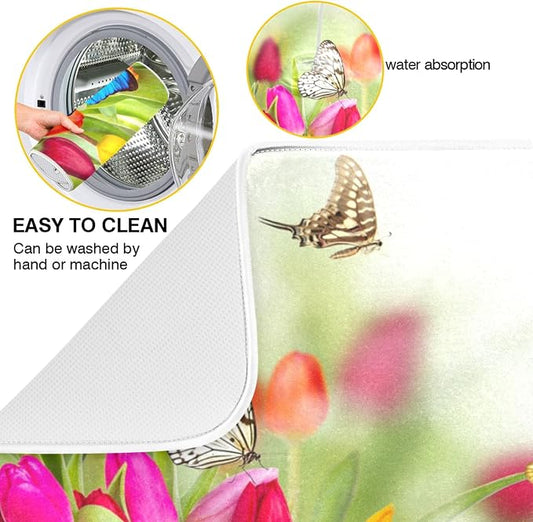 Tarity Colorful Tulip Butterfly Dish Drying Mat - Image 2