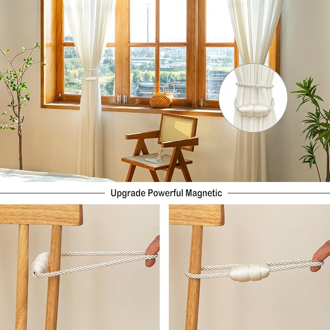 Magnetic Curtain Tiebacks Rope Tie Backs 2 Pack Curtains Holders - Image 4
