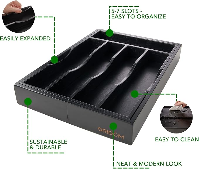 Expandable Bamboo Kitchen Drawer Organizer - Image 4