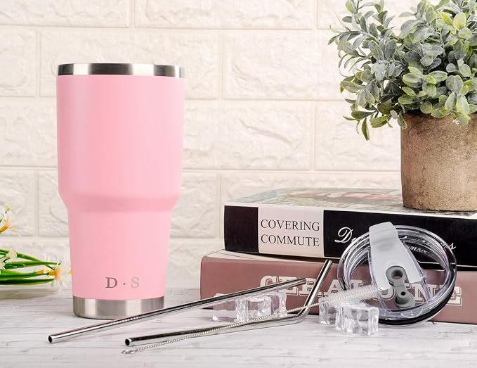 D·S 30 oz Pink Tumbler Stainless Steel Double Wall Vacuum Insulated Mug - Image 4
