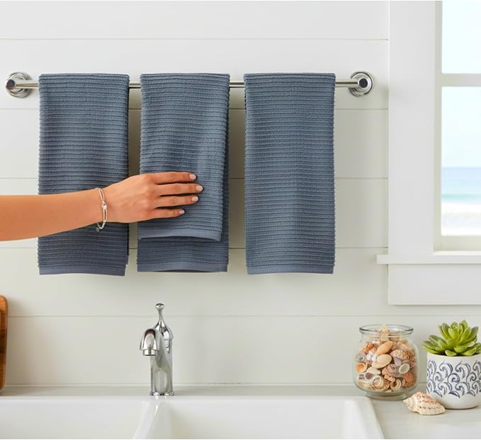 Serafina Home Slate Blue Gray Grey Kitchen Hand Dish Towels: Oversized 28" x 18" - Image 7