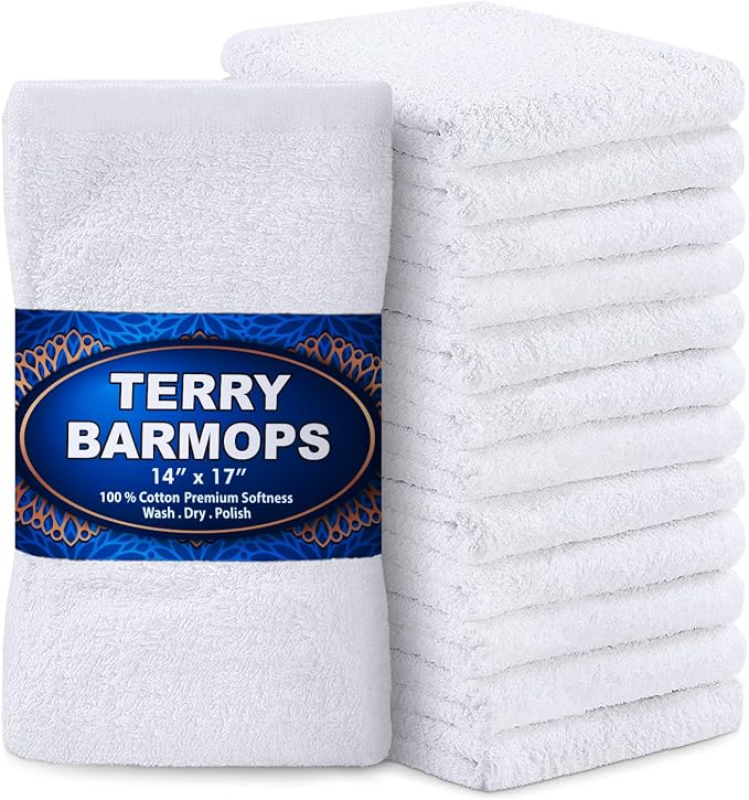GREEN LIFESTYLE Terry Kitchen Bar Mops Kitchen Towel 12 Pack, Pure Cotton White by GreenLifeStyle