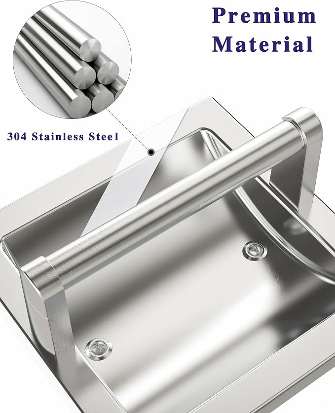 Toilet Paper Holder 2 Pack, Recessed Pivoting Toilet Paper Holder Wall Mount - Image 3