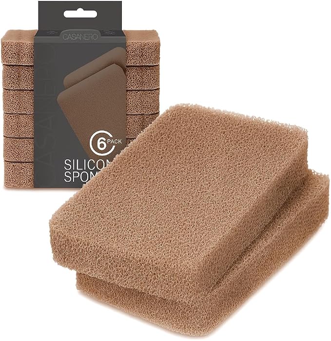 Casanero 6-Pack Silicone Scrubbing Sponges, Heavy-Duty, Non-Scratch | Reusable by Unknown