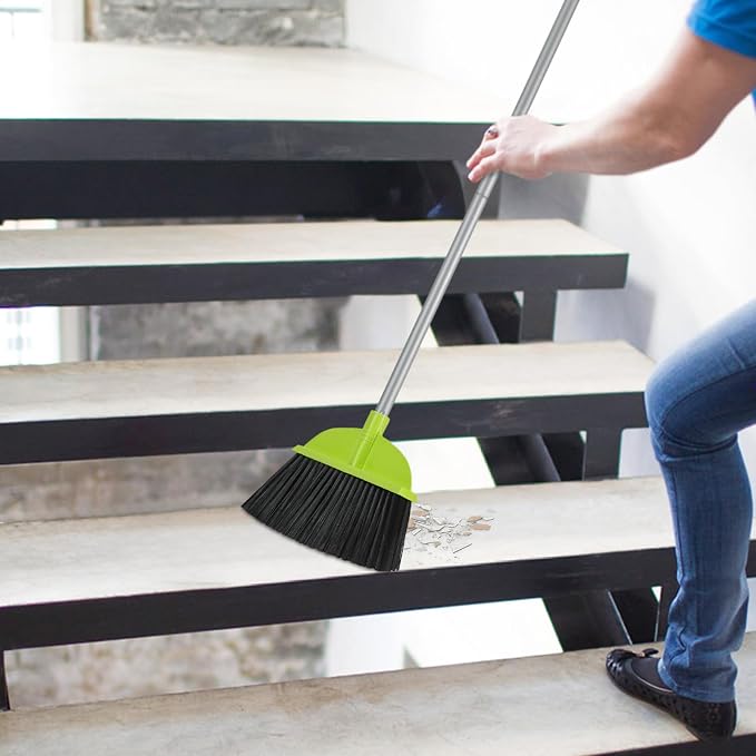3 Packs Indoor Brooms for Sweeping Hardwood Floor Green Angle Broom - Image 5