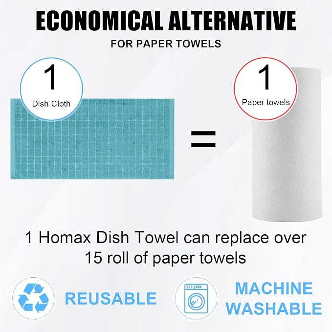 Homaxy 100% Cotton Terry Kitchen Towels, Checkered Designed, Soft and Super - Image 7