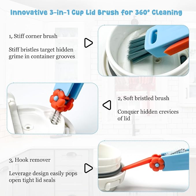 3 Pack Cup Lid Cleaning Brush Water Bottle Cleaner Brush, Bottle Brush Cleaner - Image 8