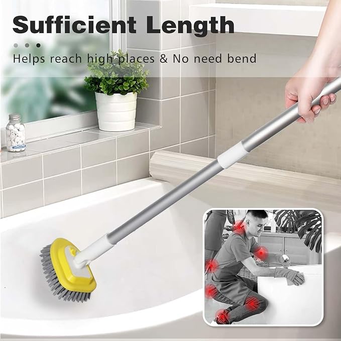 Shower Brush Scrubber with 51" Long Handle, 3 in 1 Tub and Tile Cleaning Brush - Image 4