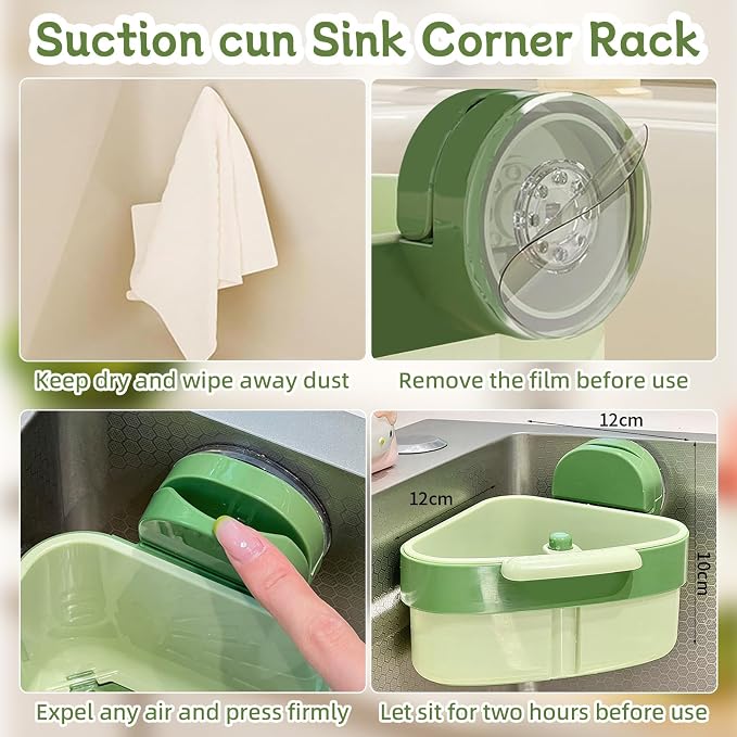 Suction Cup Sink Corner Rack 2026 Upgrade Corner Sink Strainer Basket Automatic - Image 4