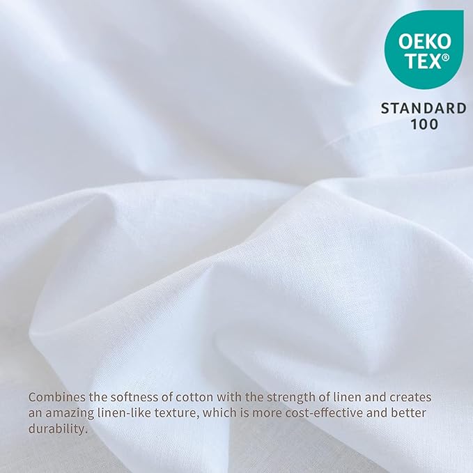 BISELINA French Linen Bed Skirt with Pleated Corner 14-Inch Tailored Drop Natural Flax Cotton Blend Basic Dust Ruffle Soft Cozy Farmhouse Bedding (14" Twin, Basic White)