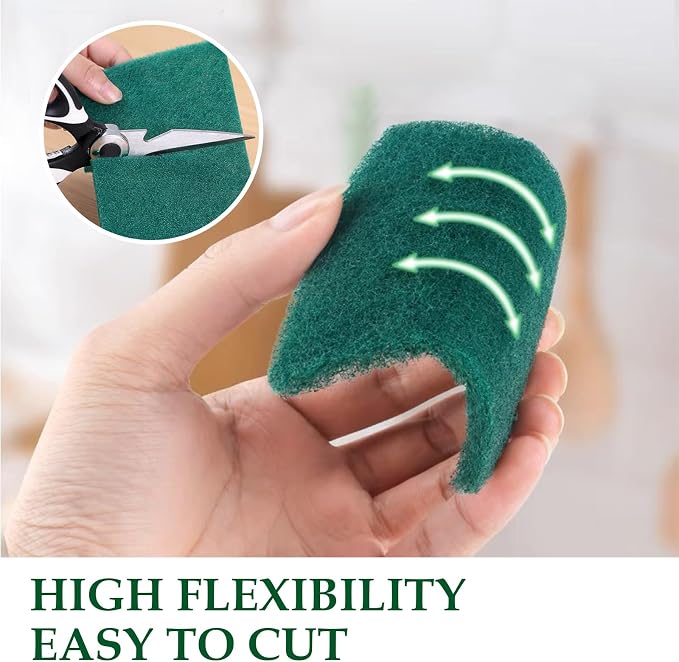 Heavy Duty Scour Pads Sponge Dish Scrubber Green Reusable Household Scrub Pads - Image 2
