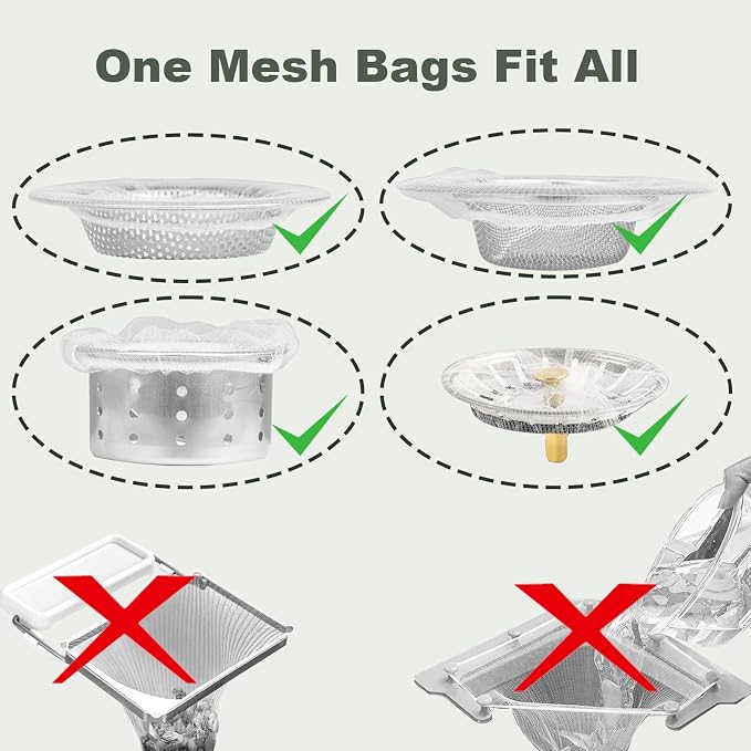 300 PCS Kitchen Sink Strainer Mesh Bag, Small Disposable Mesh Sink Strainer Bags - Image 6