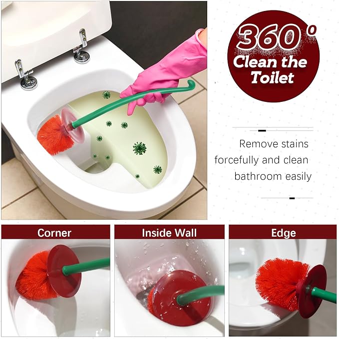 Creative Toilet Brush with Holder Bowl&Long Handle, Household Bathroom Cleaning - Image 6