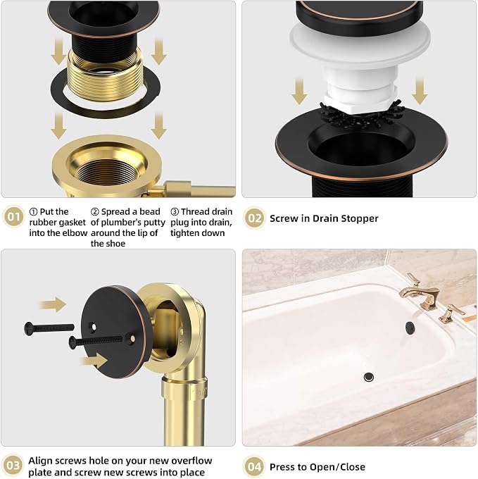 Oil Rubbed Bronze Tub Drain Kit - Image 6