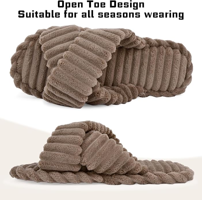 ZOORON Women's Cozy Slippers Crossbands & Durable Foam - Image 3