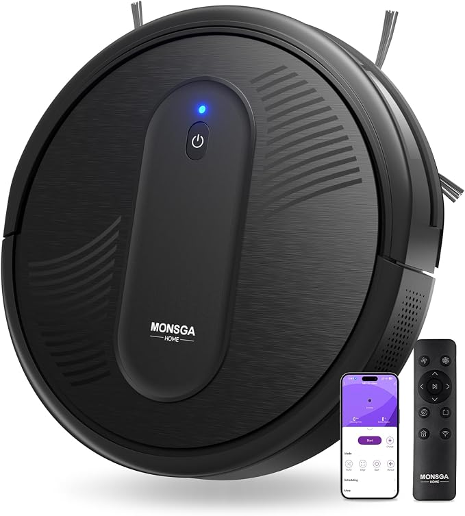 MONSGA Robot Vacuum Cleaner, 3000Pa Powerful Suction Robotic Vacuum, 3.2" by MONSGA