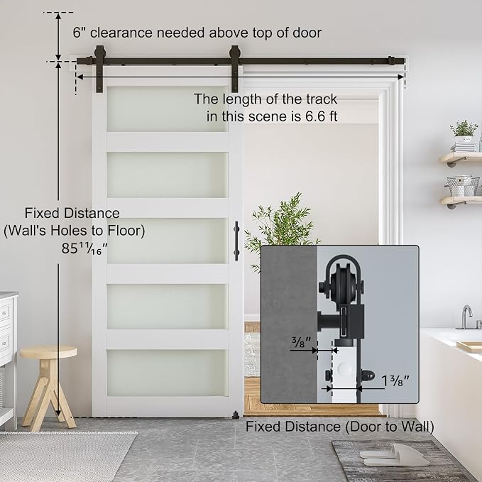 SmartStandard 38 x 84 in Glass Barn Door - Image 3