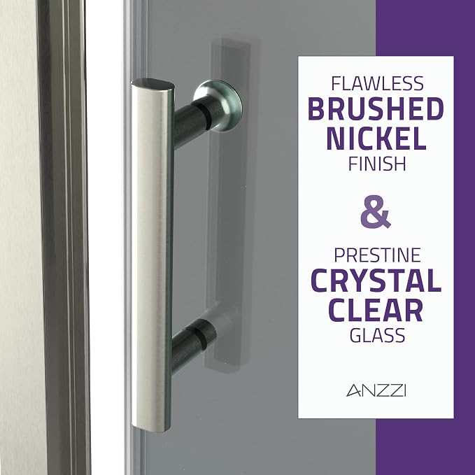 ANZZI 72 x 60 inch Framed Shower Door in Brushed Nickel, Halberd Water - Image 7