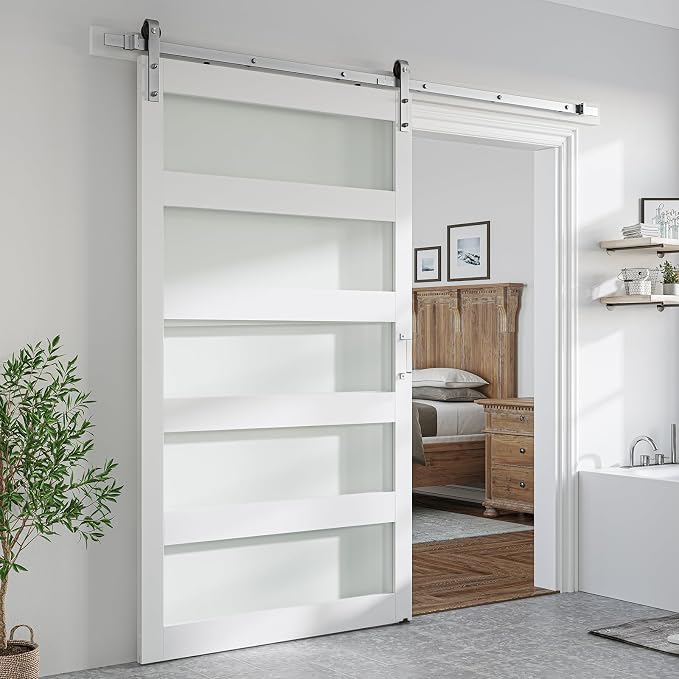 SmartStandard 48 x 84 inch Glass Barn Door by SMARTSTANDARD