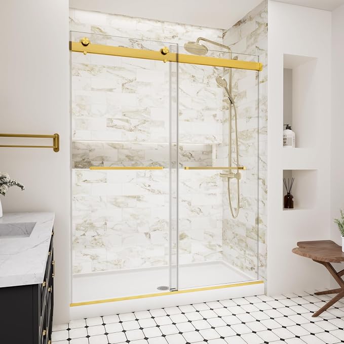 Frameless Shower Door, 56-60" W x 74" H Double Sliding Shower Doors - Image 2