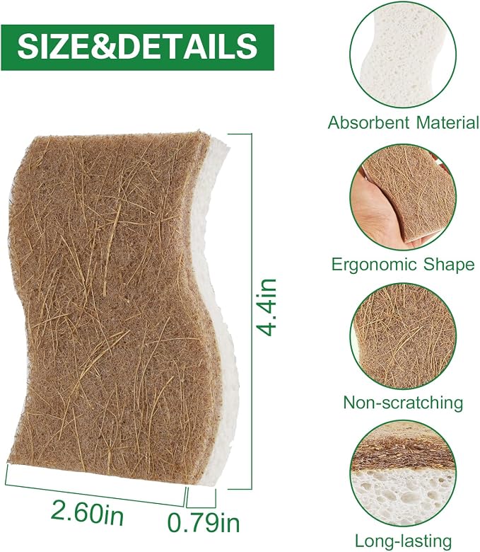 Natural Kitchen Sponge, 12 Pack Kitchen Dish Sponge - Image 2