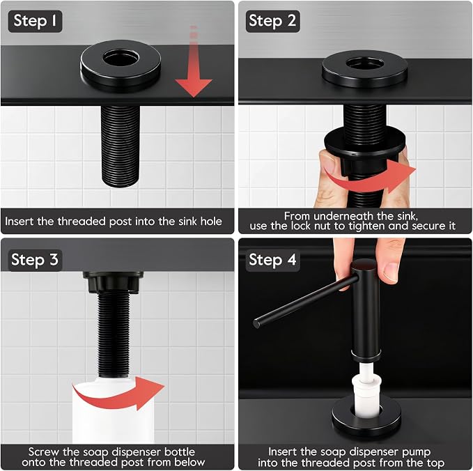 GAPPO Soap Dispenser for Kitchen Sink, Built in Sink Soap Dispenser, Matte - Image 8