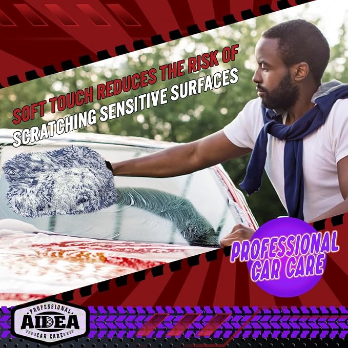 AIDEA Car Wash Mitt Microfiber, 1PK Scratch Free Lint-Free, Wheel Cleaner Mitts - Image 5