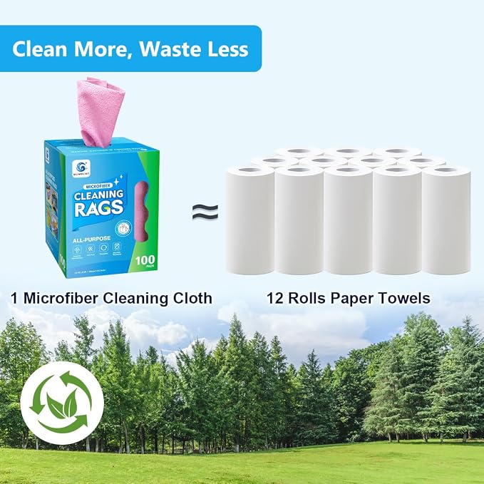 GLIMGLINT Pink Microfiber Cleaning Cloth, 100 Pack Cleaning Rags, Ultra - Image 6