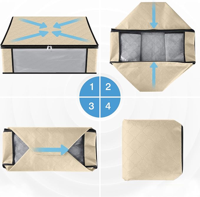 HomeHacks Storage 3-Pack Clothes Organizer Storage Bags Foldable Storage Box - Image 3