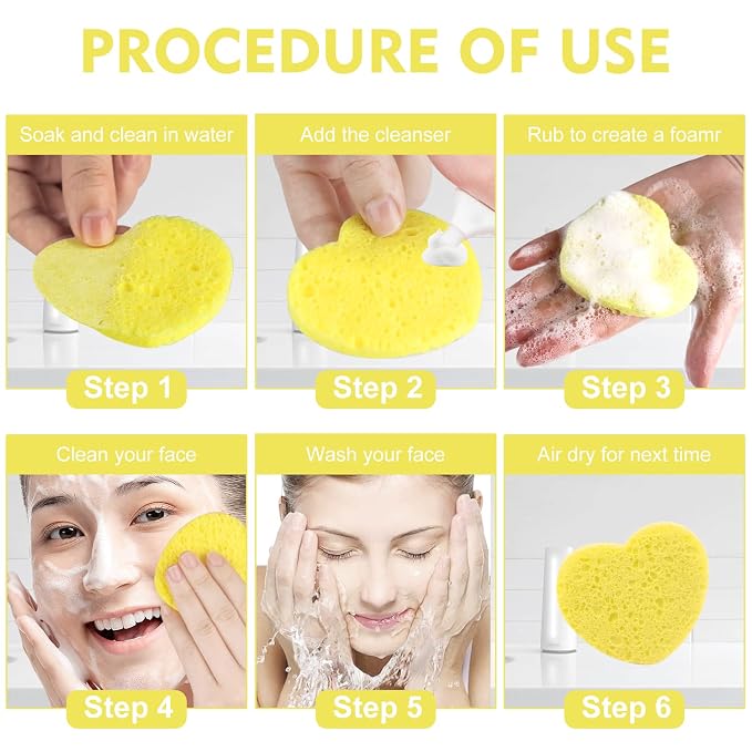 50-Count Facial Sponges Compressed, 100% Natural Cellulose Face Sponge - Image 3