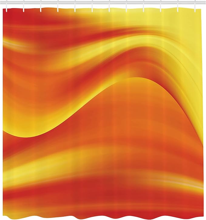 Ambesonne Orange Shower Curtain, Digital Waves - Image 2