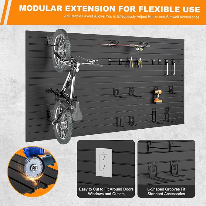 DoCred Slatwall Paneling Organizer, 4x7.5 FT PVC Garage Slat Wall Storage - Image 5