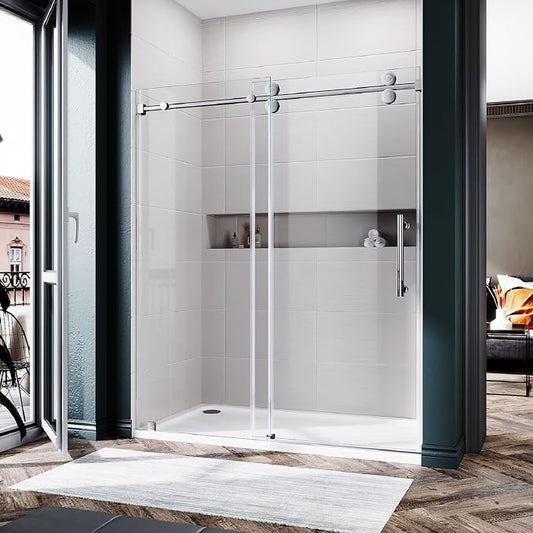 56-60 Inch x 72 Inch Sliding Frameless Shower Door, 3/8" Tempered Glass by UNIKOOSHOWERDOOR
